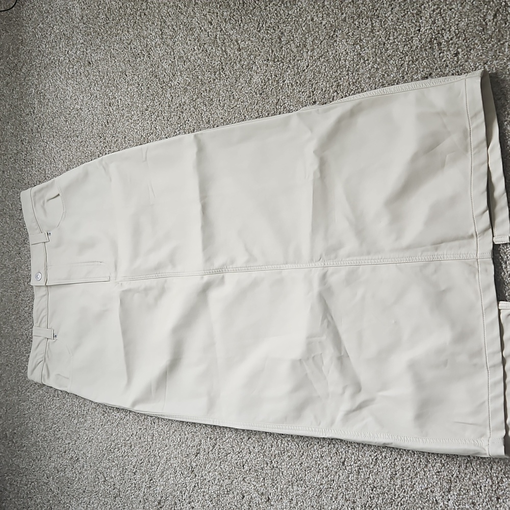 NWT Free People City Slicker Vegan Leather Maxi Skirt Nilla Cream
